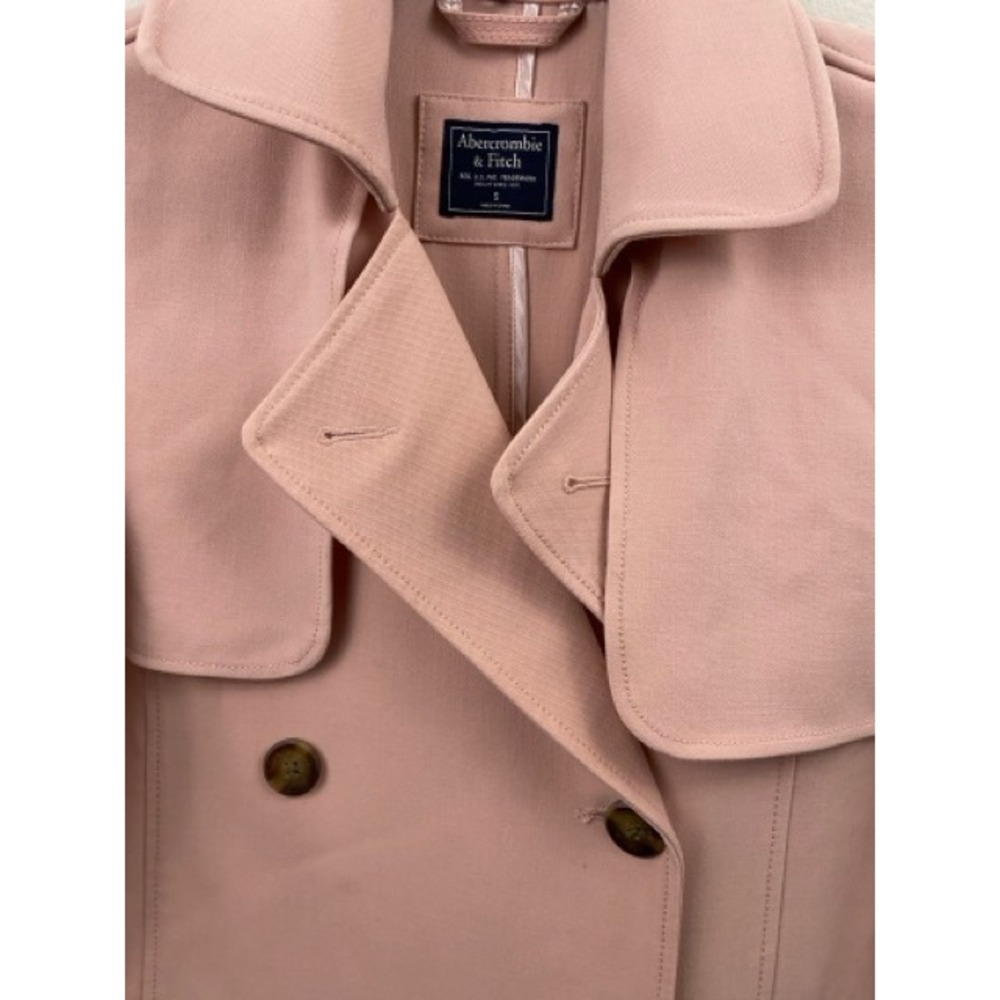 Abercrombie & Fitch Pink Double Breasted Trench Coat Women Small Blush Jacket - Picture 7 of 10